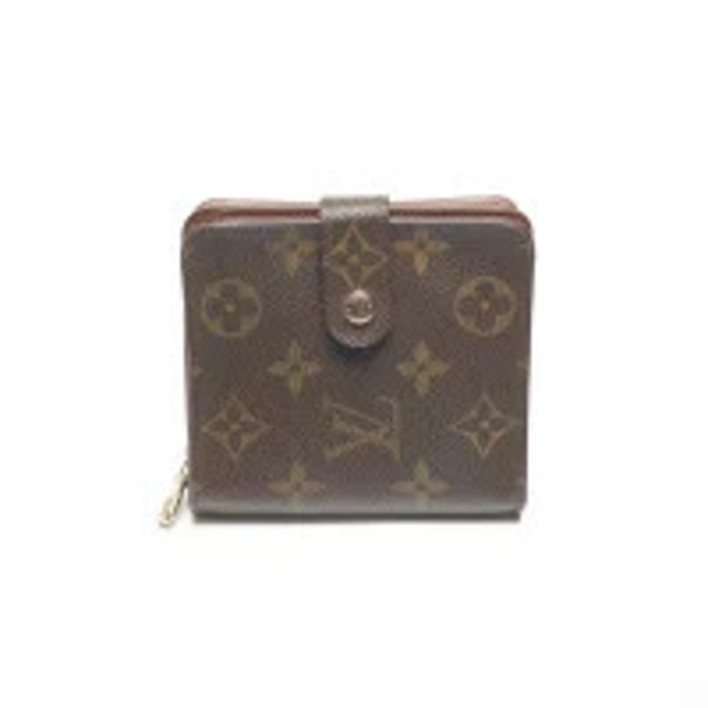 Louis Vuitton Monogram Compact Zip Bi fold Wallet Brown